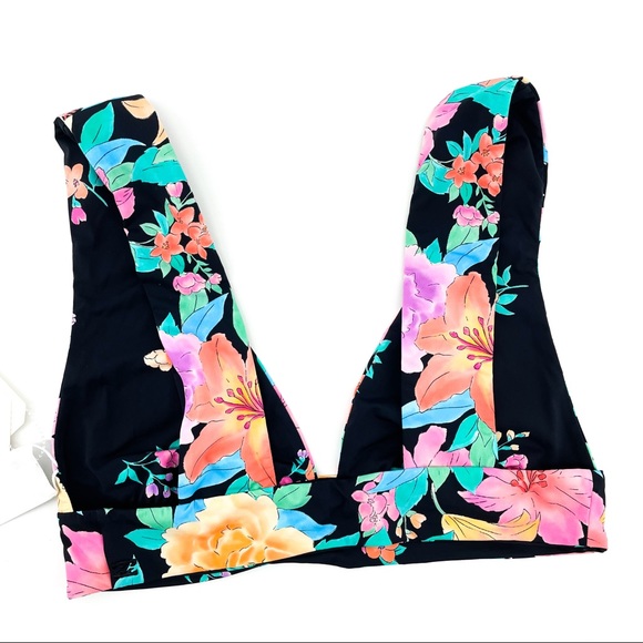 BILLABONG🌺Tropic Time Reversible Plunge Bikini Top👙L - Picture 5 of 12